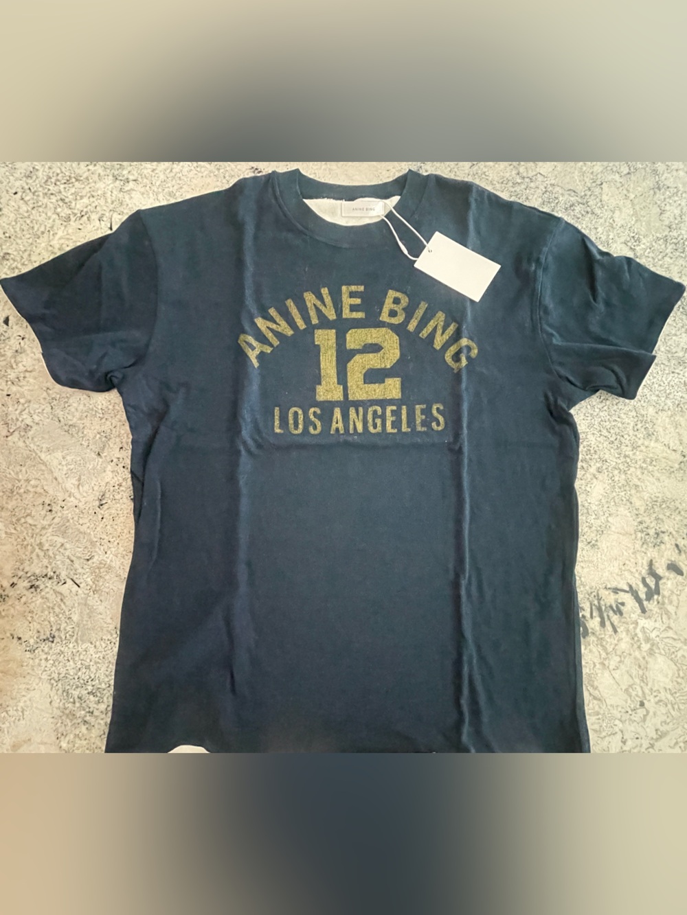 Anine Bing Toni Reversible Navy/Gold, Off white/Washed Navy Boyfriend Sz S